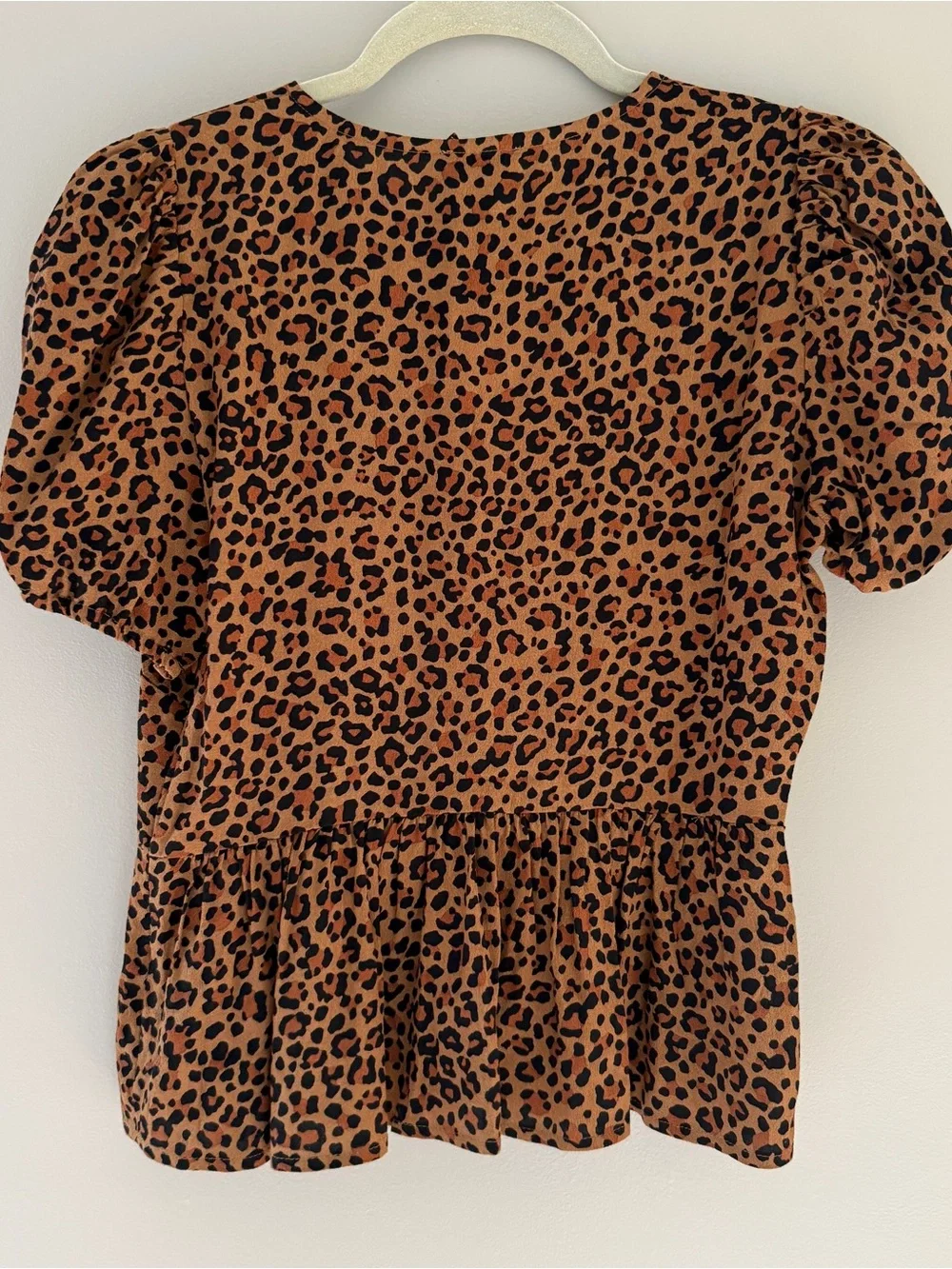 J.Crew Leopard Print Puff Sleeve Peplum Blouse - Size 0 (NWT)